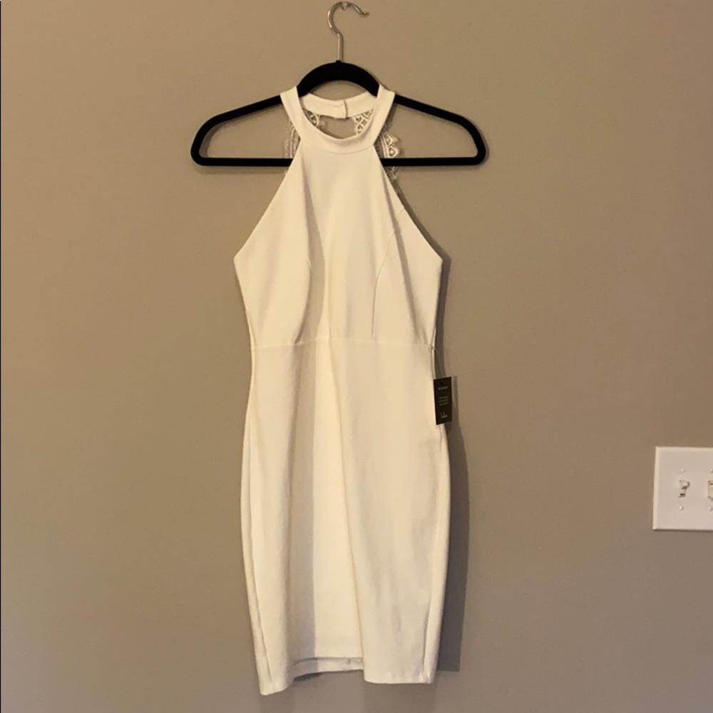White body con cocktail dress